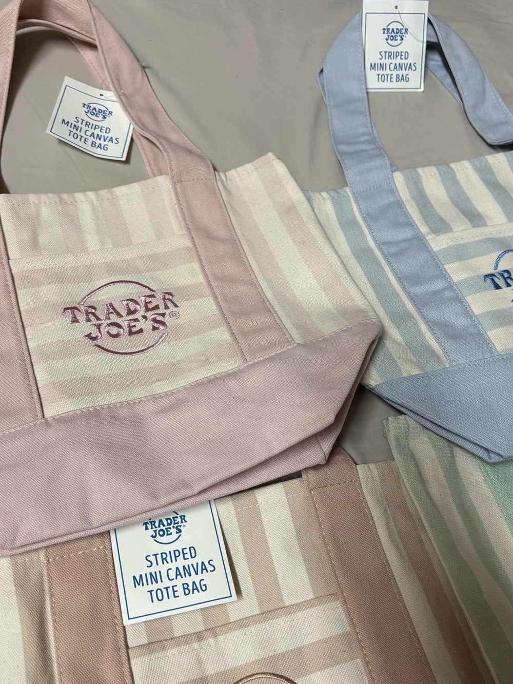 Trader Joe's Striped Mini Canvas Tote Bag (SET OF 4) - Picture 2 of 6